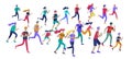 People Marathon Running Sport race sprint, concept illustration running men and women wearing sportswer in landscape. Jogging at