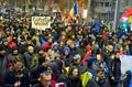 People marching against the government in Bucharest
