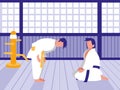 People in martials arts dojo scene Royalty Free Stock Photo