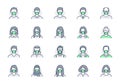People in mask avatar line icons. Vector illustration included icon as man, female, muslim, senior, adult and young