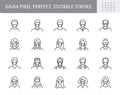 People in mask avatar line icons. Vector illustration included icon as man, female, muslim, senior, adult and young