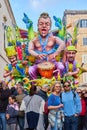 Annual Mardi Gras Fat Tuesday grand parade on maltese street of allegorical floats and masquerader procession Royalty Free Stock Photo