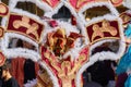 Annual Mardi Gras Fat Tuesday grand parade on maltese street of allegorical floats and masquerader procession Royalty Free Stock Photo