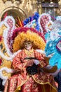 Annual Mardi Gras Fat Tuesday grand parade on maltese street of allegorical floats and masquerader procession