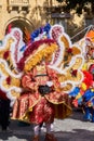 Annual Mardi Gras Fat Tuesday grand parade on maltese street of allegorical floats and masquerader procession