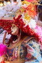 Annual Mardi Gras Fat Tuesday grand parade on maltese street of allegorical floats and masquerader procession