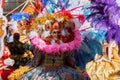 Annual Mardi Gras Fat Tuesday grand parade on maltese street of allegorical floats and masquerader procession Royalty Free Stock Photo