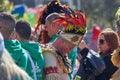 Annual Mardi Gras Fat Tuesday grand parade on maltese street of allegorical floats and masquerader procession Royalty Free Stock Photo