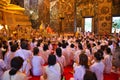 People meditating in a big Temple, Bangko