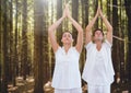 People Meditating yoga in forest Royalty Free Stock Photo