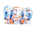 People meet in the office to discuss the concept of communication in social networks. Royalty Free Stock Photo