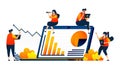 People meeting company performance with financial charts and graph reports. Vector illustration concept can be use for landing