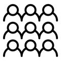 People migration icon outline vector. Refugee help