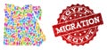 Migration Composition of Mosaic Map of Egypt and Distress Stamp