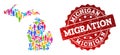 Migration Composition of Mosaic Map of Michigan State and Grunge Stamp Royalty Free Stock Photo