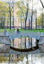 People in The Mikhaylovsky Garden. Saint-Petersburg. Russia