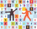 People minimalistic icons set. Men, women, children standing and