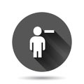 People with minus icon in flat style. Staff vector collection illustration on black round background with long shadow effect.