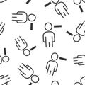 People with minus icon in flat style. Staff vector collection illustration on white isolated background. Human seamless pattern