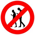 People with mobile phone are not allowed sign Royalty Free Stock Photo