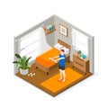 People Morning Routine Isometric Composition