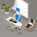 People Morning Routine Isometric Composition