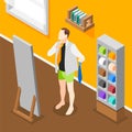 People Morning Routine Isometric Concept