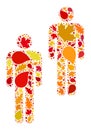 People Autumn Composition Icon with Fall Leaves