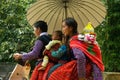 5 people on motorbike during Love Market festival in Vietnam