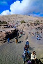 People On Mountain Road Against Blue Sky