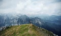 People in mountains, background alps Royalty Free Stock Photo