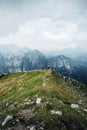 People in mountains, background alps Royalty Free Stock Photo