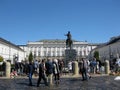 People and mourners candles outside the Presidential Palace in Warsaw, Poland Royalty Free Stock Photo