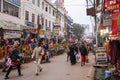 People movement on the busy indian street with old