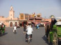 People in movement in the traffic of Marakkech in Maroc.