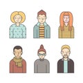 People multicolored icons vector set (men and women). Minimalistic design. Part six.