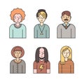 People multicolored icons vector set (men and women). Minimalistic design. Part three.