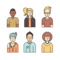 People multicolored icons vector set (men and women). Minimalistic design. Part two.