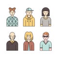 People multicolored icons vector set (men and women). Part one.