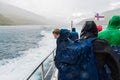 People on the Mykines ferry in the Faroe Islands Royalty Free Stock Photo
