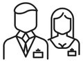 People with name tag icon. Business staff symbol