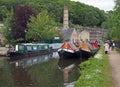 people at the narrow boats club gathering held on the may bank holiday on the rochdale canal at hebden bridge in west yorkshire Royalty Free Stock Photo