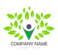 People nature eco home house  environment green concept Business People green leaf vector logo. Royalty Free Stock Photo