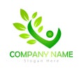 People green nature leaf education, logo, social, team, network, design, vector, logotype Royalty Free Stock Photo