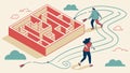 People Navigating a Maze, Problem Solving Vector Concept, vector design Generative AI Royalty Free Stock Photo