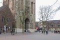 People near arch passage of Cathedral Tower in Utrecht, The Netherlands Royalty Free Stock Photo