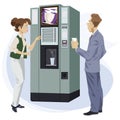 People near coffee vending machine. Illustration for internet and mobile website