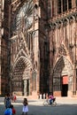 People near entrance to Strasbourg Cathedral Royalty Free Stock Photo