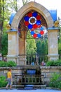 People near gazebo in the Mirror Pond. Kislovodsk, Russia