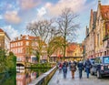 People near Groenerei canal, Bruges, Belgium